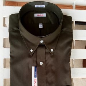 IZOD NWT Dress Shirt. Neck 16 1/2 . 32/33 sleeves. Hunter Green 💚